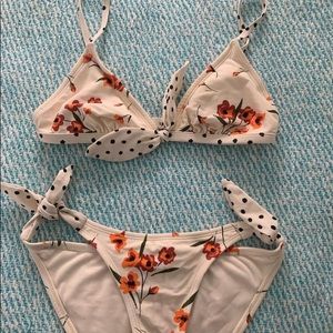 cream flower print bikini